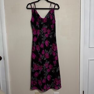 New York & Company Vintage 90s Y2K Floral Beaded Midi Slip Dress Size 8